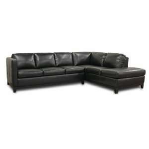  Rohn Black Leather Modern Sectional Sofa