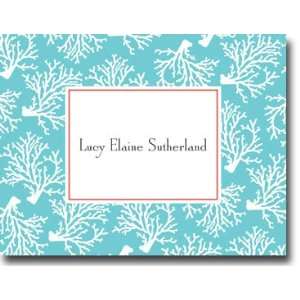  Boatman Geller Personalized Stationery   Coral Repeat Teal 