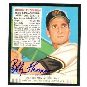  Bobby Thomson Autographed/Hand Signed 1952 Red Man #24 