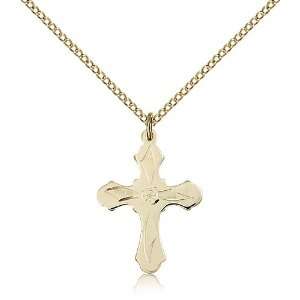 Gold Filled Cross Medal Pendant 7/8 x 5/8 Inches 6036GF5  Comes With 