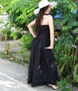 MAXI HALTER DRESS Long Strapless Sun New in Black sz L  