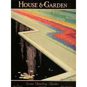  1923 Cover House Garden H. George Brandt Art Lily Pads 