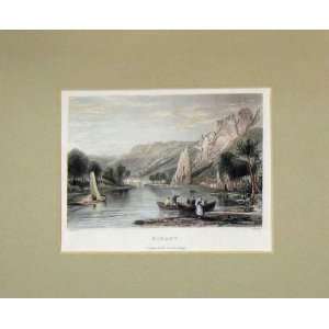  1840 Hand Coloured Print View Dinant River Boats Shury