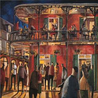 36x36 NEW ORLEANS STREETS DIDIER LOURENCO NIGHT CANVAS  