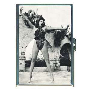  Pin Up 1950s Cheetah Brunette ID Holder, Cigarette Case or 