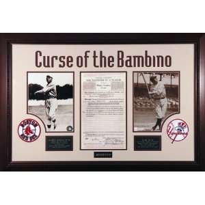  CURSE OF THE BAMBINO FRAMED PHOTOS w/PATCHES, PLATES, ETC 