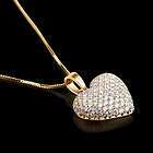 CARAT REAL VS ROUND REAL DIAMOND NECKLACE HEART PENDANT YELLOW GOLD 