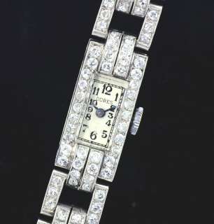   Vintage Platinum 3.3ct Diamond Ladies Watch Dores 15 Jewel Swiss Made