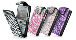 Ecell Designer Range   Leather Bling Flip Case for Nokia E72   Black
