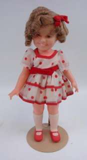   Shirley Temple Doll 16 W/Brinns Stand Polka Dotted Dress 2M56  