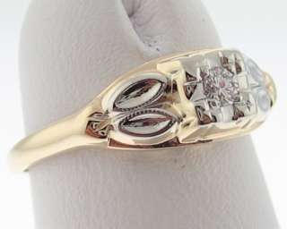Vintage Estate Genuine Diamond Solid 14k Gold Ring  