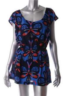 French Connection NEW Blue Pattern Dress Cover Up Misses Swimwear L 