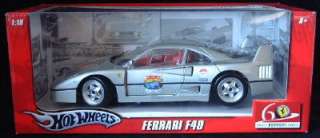 Ferrari F40 60th Anniversary Hot Wheels Diecast 118 Scale   Silver 