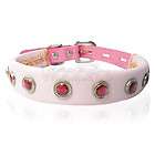 11 14 Genuine real leather Gemstone Pet Dog Collar pink Small  