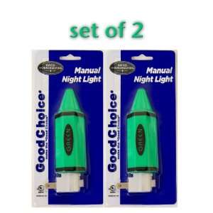   HOUSEKEEPING APPROVED CRAYON MANUAL NIGHT LIGHT   GREEN (SET OF 2