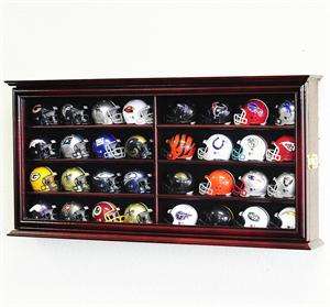   Helmet Display Case Cabinet w/32 NFL Mini Helmets INCLUDED  