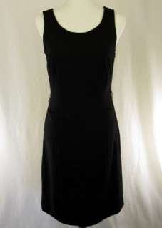 Size 4 Ann Taylor Dress Basic Shift Black Knit Sleeveless Patch 