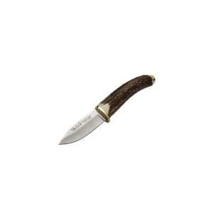 Muela 7.25 Inch Fixed Blade Knife, Stag Handle, Brass Guard and Crown