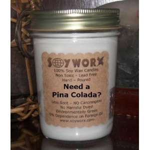  8 Ounce Soy Jar Candle with Lid Need a Pina Colada 