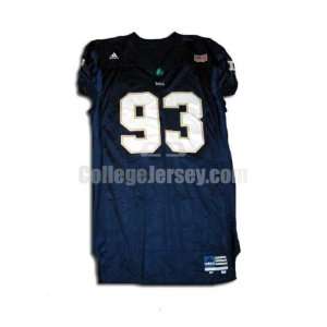  Navy No. 93 Game Used Notre Dame Adidas Football Jersey 