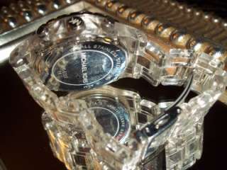 MICHAEL KORS MK5337 Clear Acrylic DESIGNER Watch SWAROVSKI Crystal 