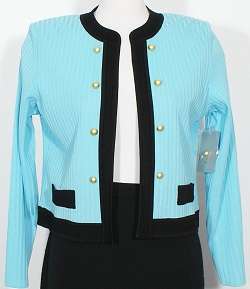 NWT MISOOK Soft Aqua Blue Black Rib Crop Jacket PXL XL  
