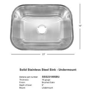  Deltana Sinks SSS23189SB Stainless Steel Sink Undermount 