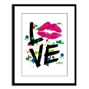  Large Framed Print LOVE Lips   Peace Symbol Everything 