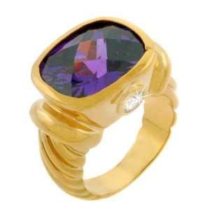 Vermeil (24K Gold over Sterling Silver) Simulated Diamond Amethyst cz 