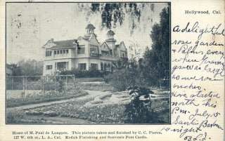 Hollywood CA Paul de Longpre Home c1910 Postcard  