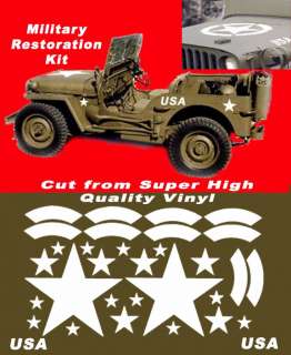 Army Jeep Stars Star Military Decals Graphics USA  