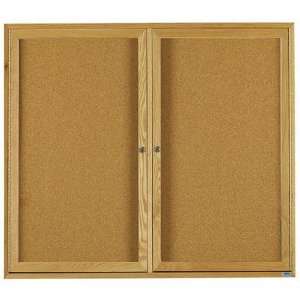  Enclosed Bulletin Board with Red Oak Frame Frame Color High Gloss 