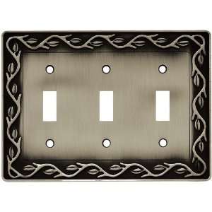 Liberty Hardware 64194 Leaf and Vine Triple Switch Wall Plate, Brushed 