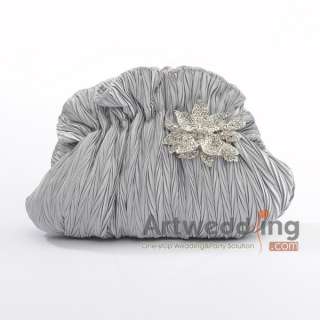 2011 Hot White Blue Pink Satin Pleated Crystal Bridal /Evening Clutch 