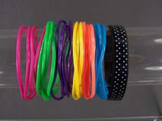 Black multi color set 25 jelly rubber gummy bracelets  