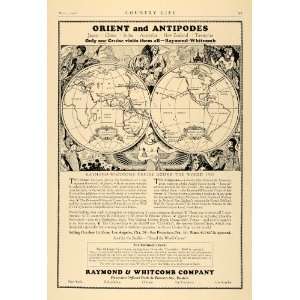  1926 Ad Raymond Whitcomb Cruise Orient Antipodes Globe 