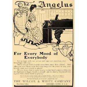 1905 Ad Wilcox White Company Angelus Cabinet Piano   Original Print Ad