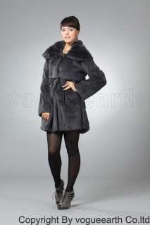 180 new real Rex rabbit fur black/gray coat/jacket  