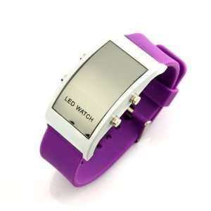 New Unisex Silicone Band LED Sports Wrist Watch Purple 