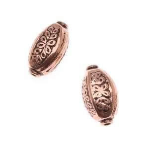  Antiqued Copper Bali Style Oblong Stylized Fern Beads 16mm 