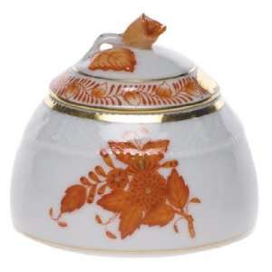  Herend Chinese Bouquet Rust Honey Pot w/ Rose Kitchen 