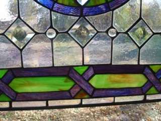 VIOLET & JADE CRISS CROSS Stained Glass Window #0604  
