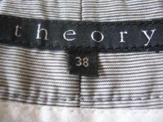 Mens Theory Designer Gray Striped Career Dress Pants 38 X 29 Inseam 