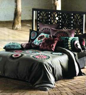 LINEN HOUSE Saray Teal/Grey/Burgundy Emb DOUBLE/KING SINGLE Quilt 