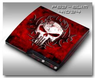 PS3 Slim Armored Skin Set   41034 Punisher Mask on Red  
