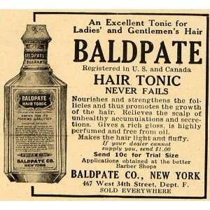  1917 Ad Baldpate Hair Growth Tonic Care Beauty Products 