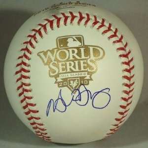 Michael Young Signed Baseball   2010 WS * * W COA   Autographed 