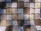 King Size Brown Damask Rag Quilt Minky Polka Dots Toile Blanket 