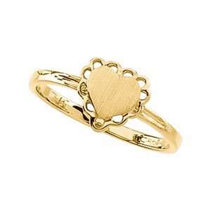  Ring 14K Yellow Gold Heart Signet Ring Jewelry