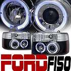 BLACK TWIN HALO RIMS PROJECTOR HEADLIGHTS SIGNAL PARKING 1P 92 96 FORD 